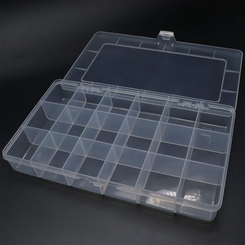 Xiaoyztan Clear Plastic Organizer, 18 Fixed Grids, Jewelry Box Bead Storage Container for Small Parts, Fishing Tackle, DIY Crafts, and Earrings, Overall 8 x 4.7 x 1.3 Inch, 2Pcs - Image 2
